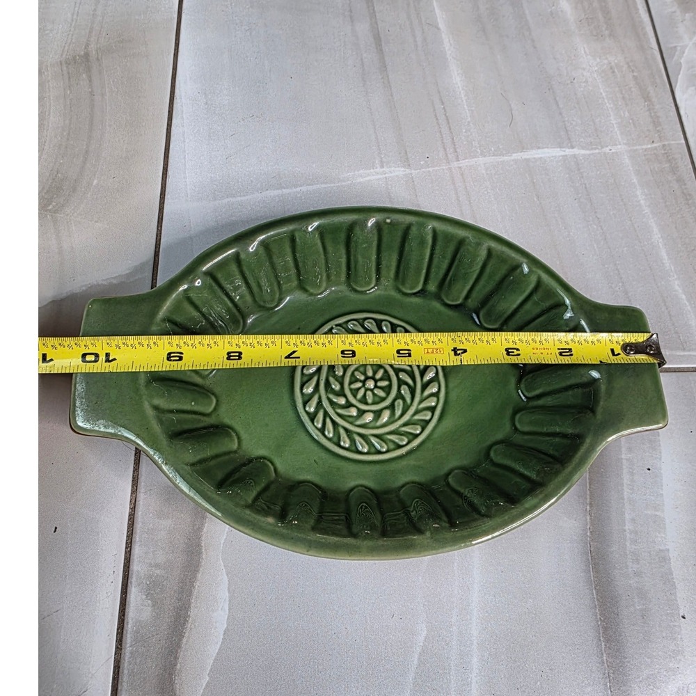 Savinio Designs Green Stoneware Oval Baking Medallion Casserole Pan 10.5in S4 - Picture 6 of 16